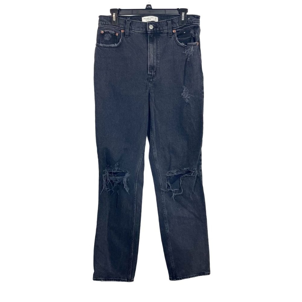 Abercrombie & Fitch The 90s Straight Ultra High Rise Jeans Black -‎ Size 8L, 28